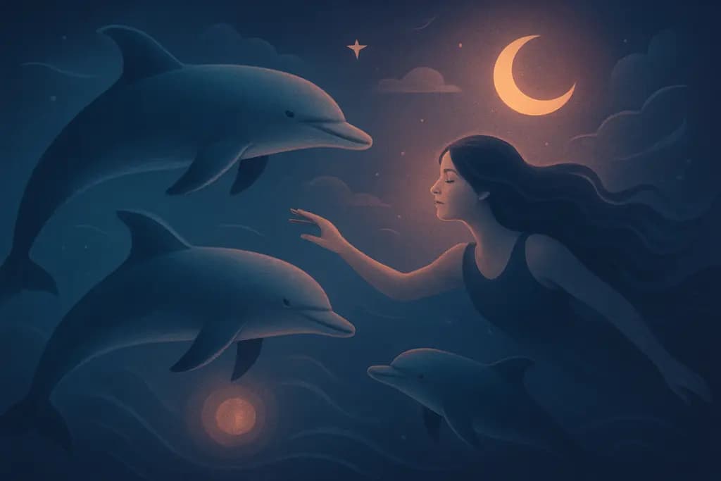 Dream illustration: Dolphins swimming with you