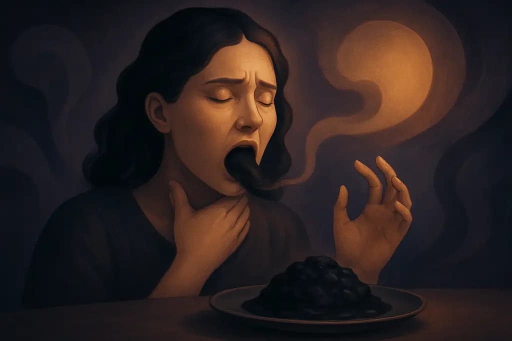 Dream illustration: dream about choking on black food