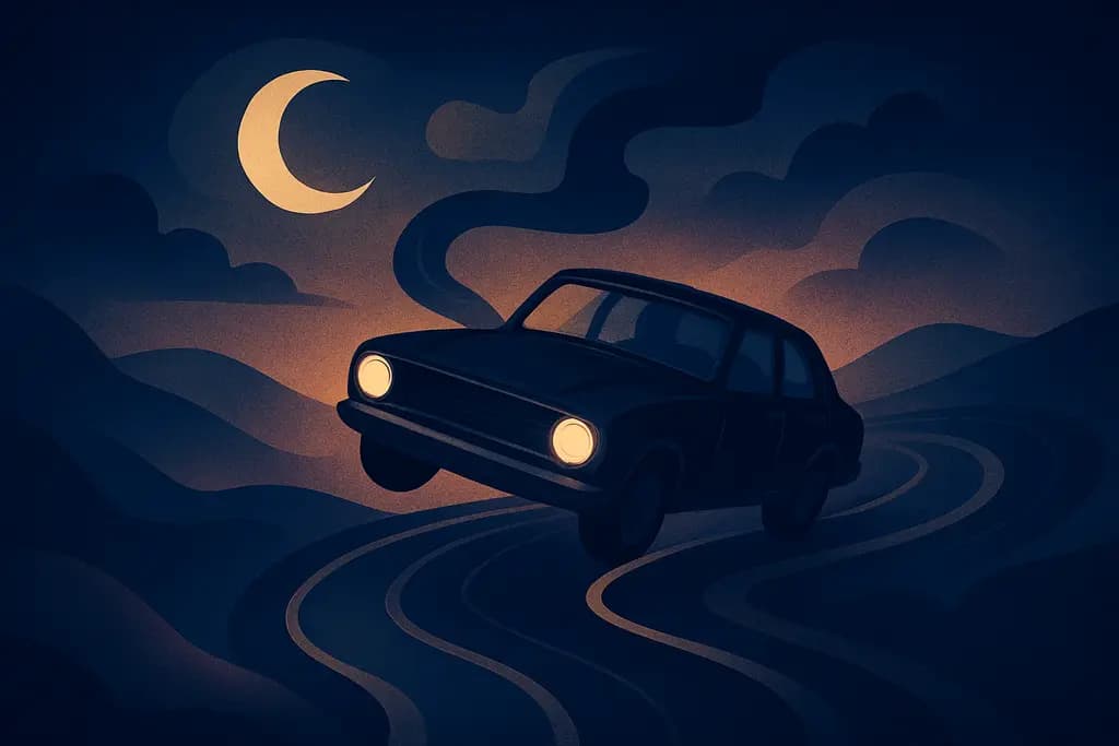 Dream illustration: dream about driving a black car out of control