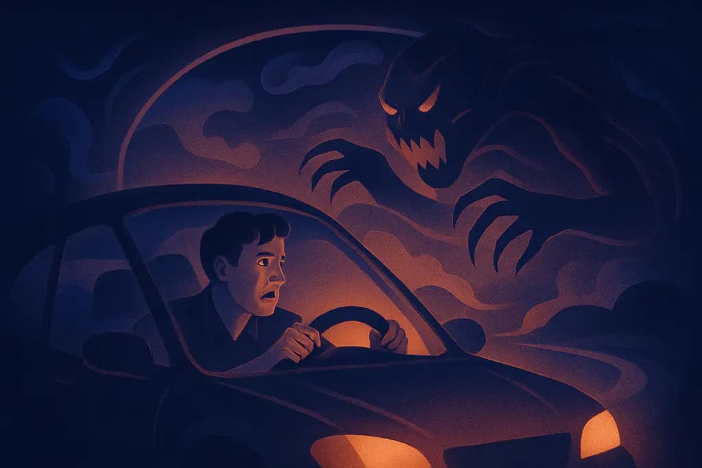 Dream illustration: dream about driving out of control attacking