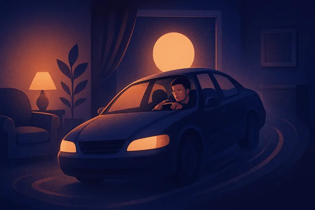Dream illustration: dream about driving out of control in house
