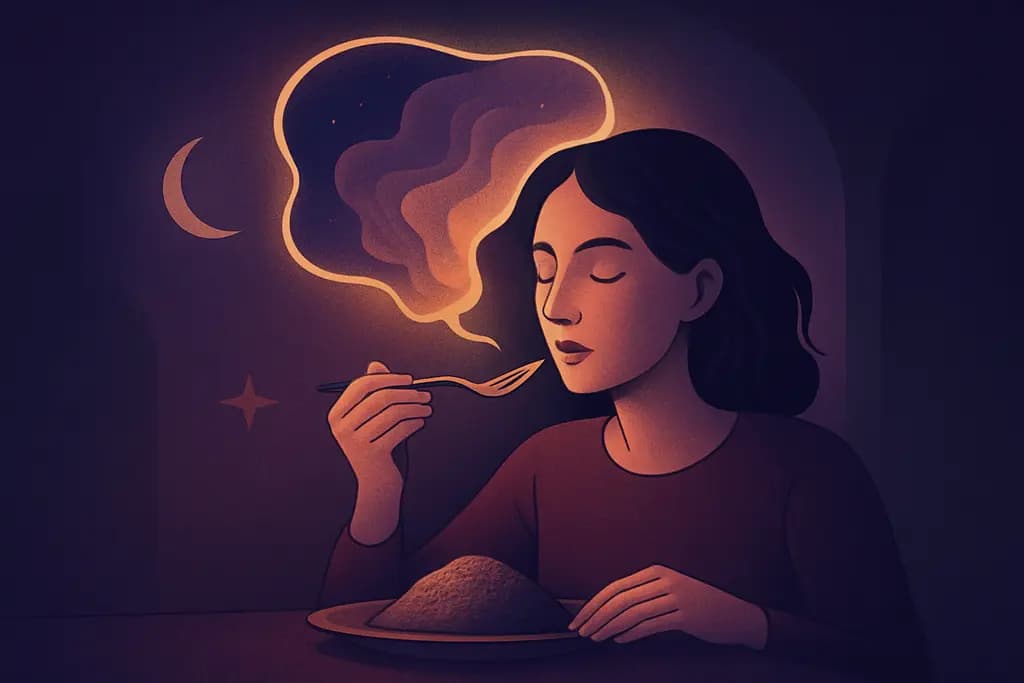 Dream illustration: dream about eating unknown food