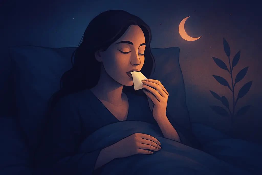 Dream illustration: dream about eating white unknown food in bed