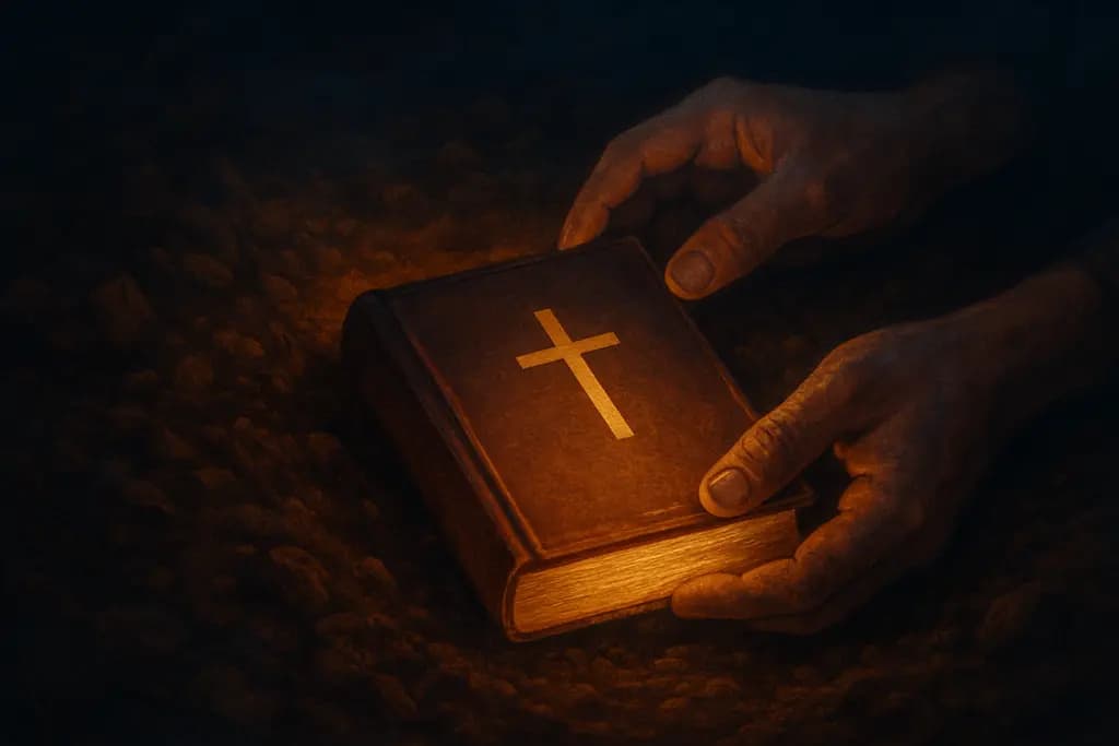 Dream illustration: dream about finding a holy book buried underground