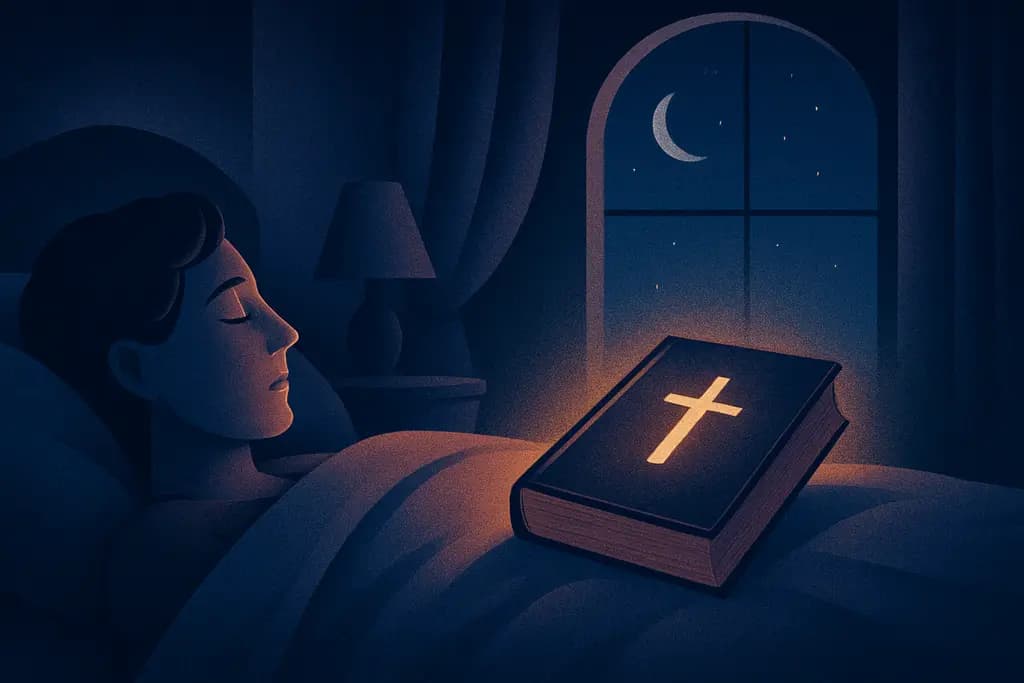 Dream illustration: dream about finding a holy book in bed
