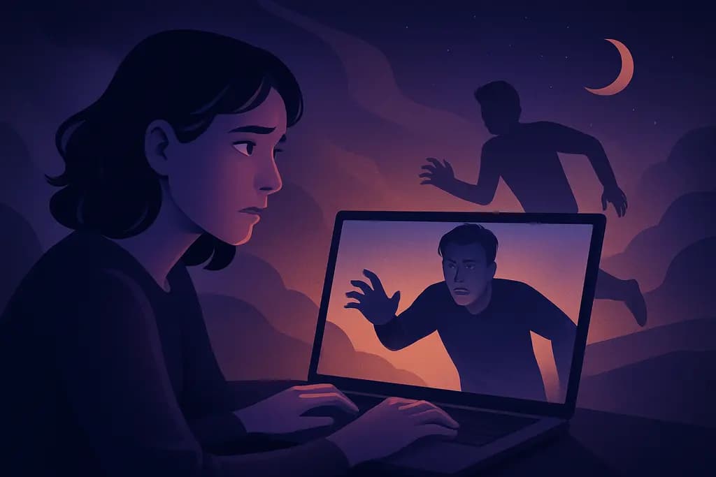 Dream illustration: dream about joining a video call where someone is chasing me
