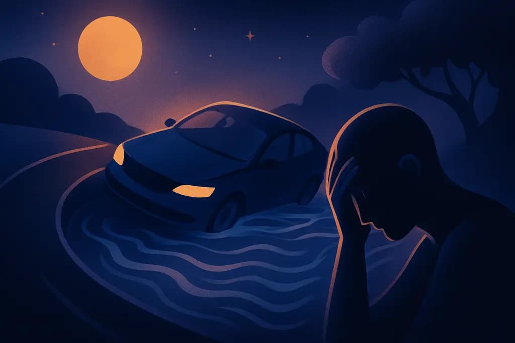 Dream illustration: dream about losing control of the car in water