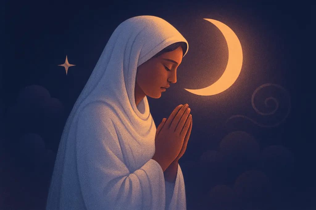 Dream illustration: dream about praying in white clothes