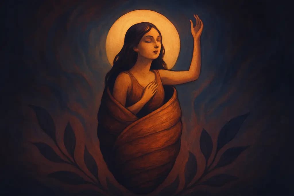 Dream illustration: dream about rebirth emerging from a cocoon