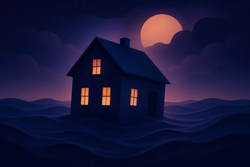 Dream illustration: dream about sinking house
