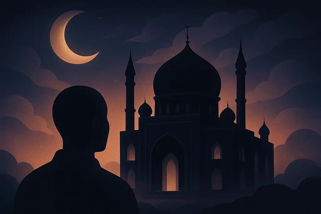 Dream illustration: dream about visiting a black temple or mosque