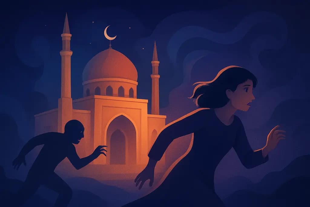 Dream illustration: dream about visiting a mosque and being chased