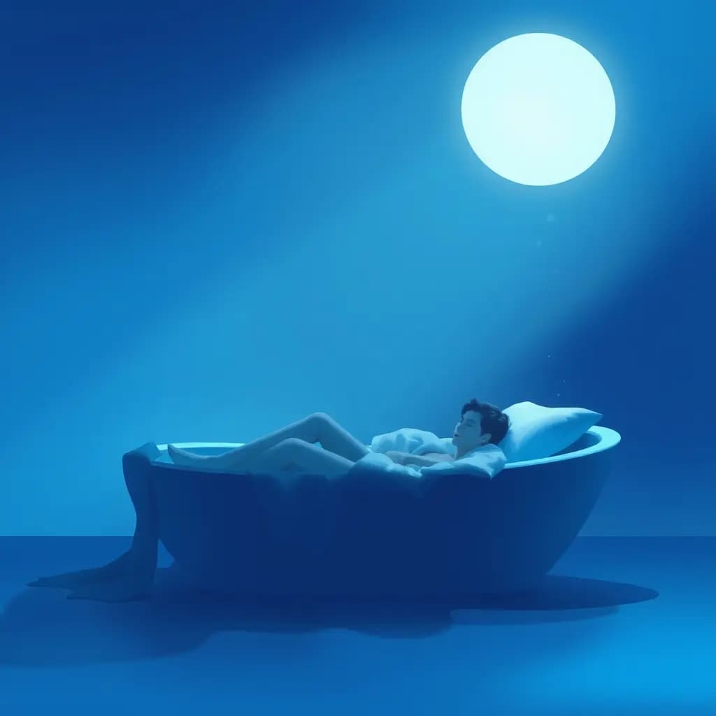 Dream illustration: Dream bathed in blue