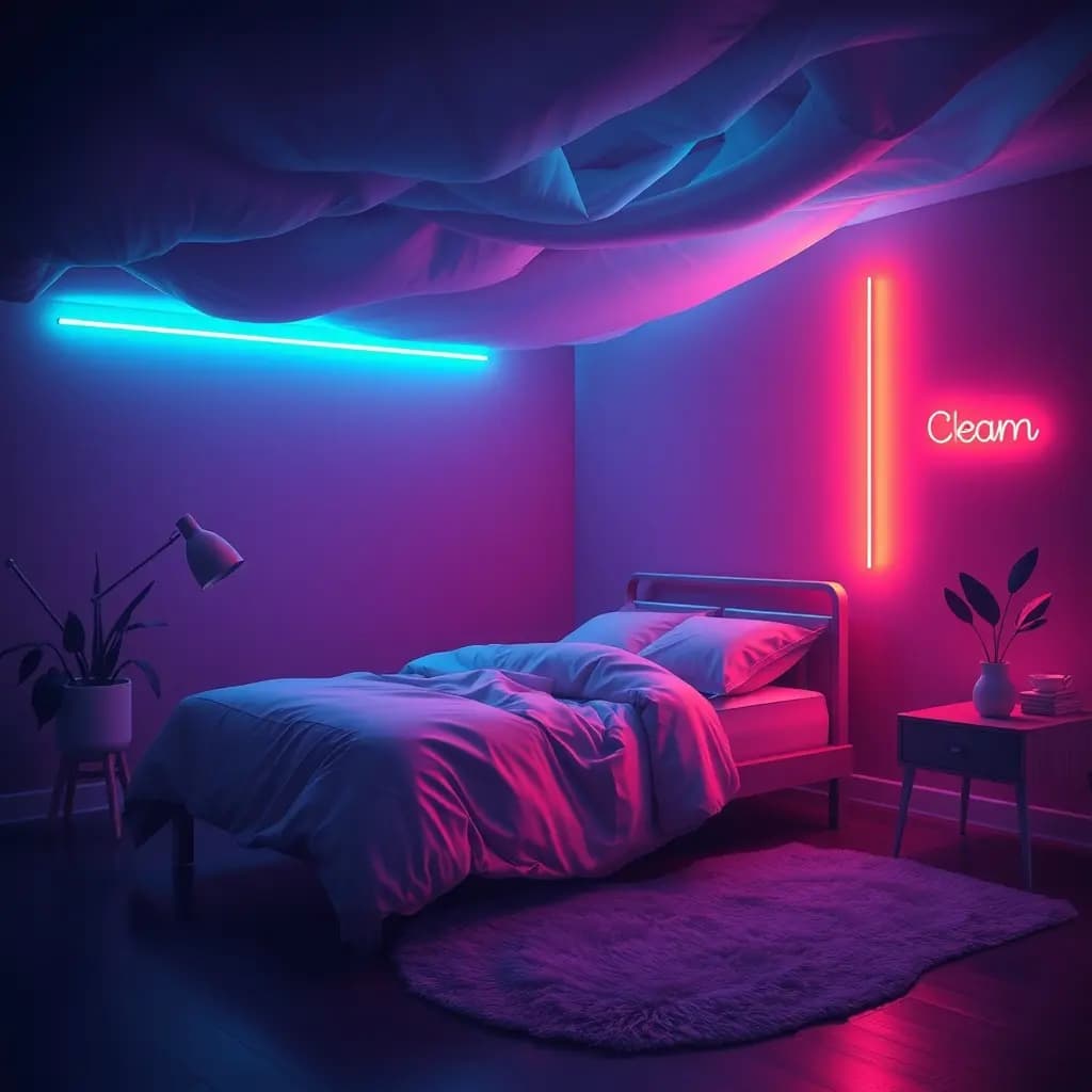 Dream illustration: Dream in vivid neon colors