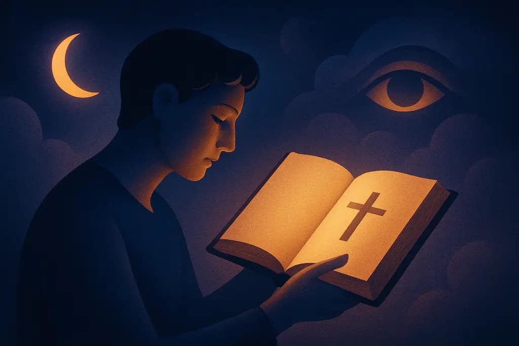 Dream illustration: dream meaning finding a holy book