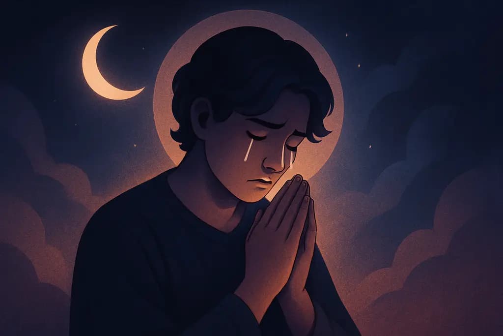 Dream illustration: dream of a person praying and crying