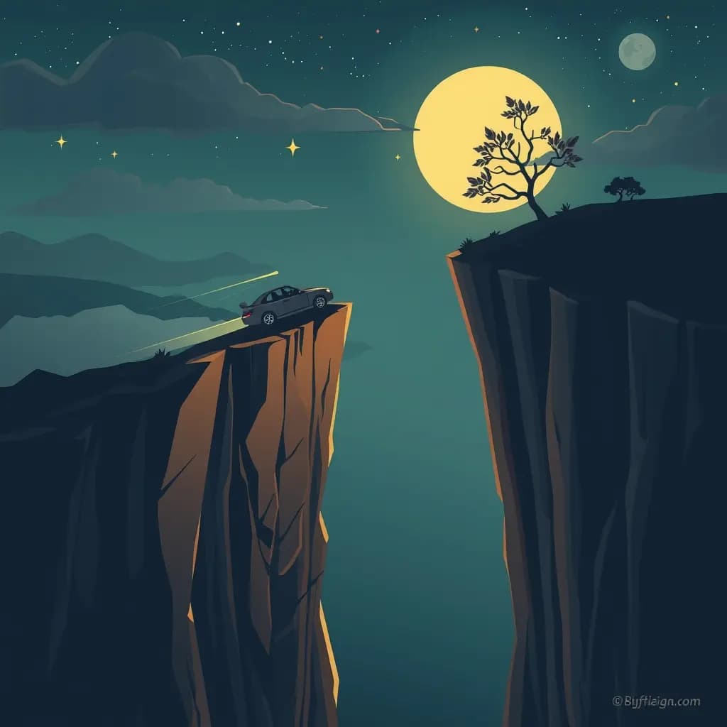 Dream illustration: Driving off a cliff