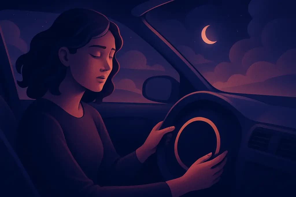 Dream illustration: Driving with the steering wheel missing