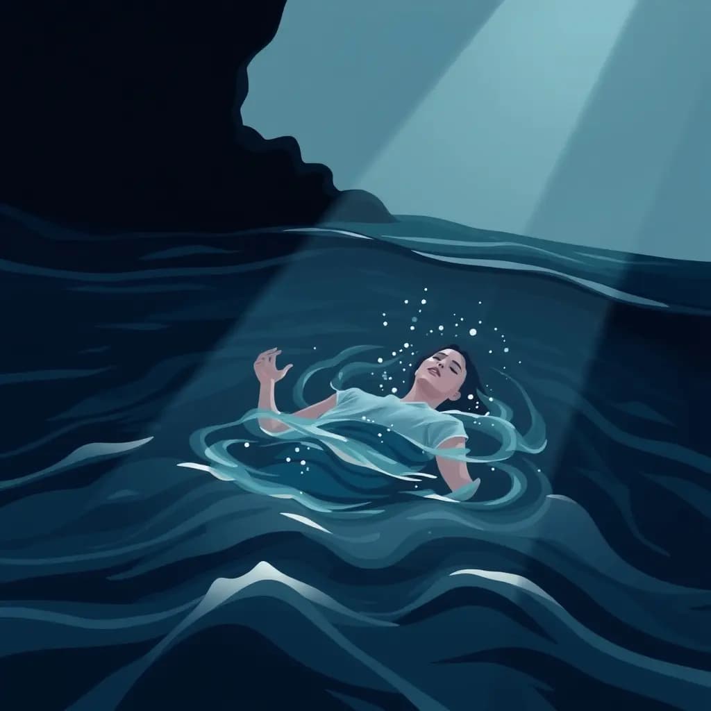 Dream illustration: Drowning in deep water