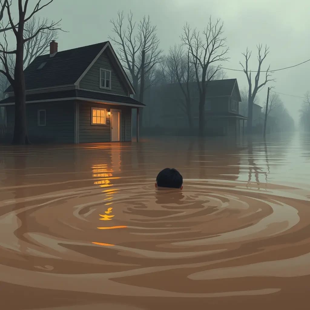 Dream illustration: Drowning in muddy floodwater