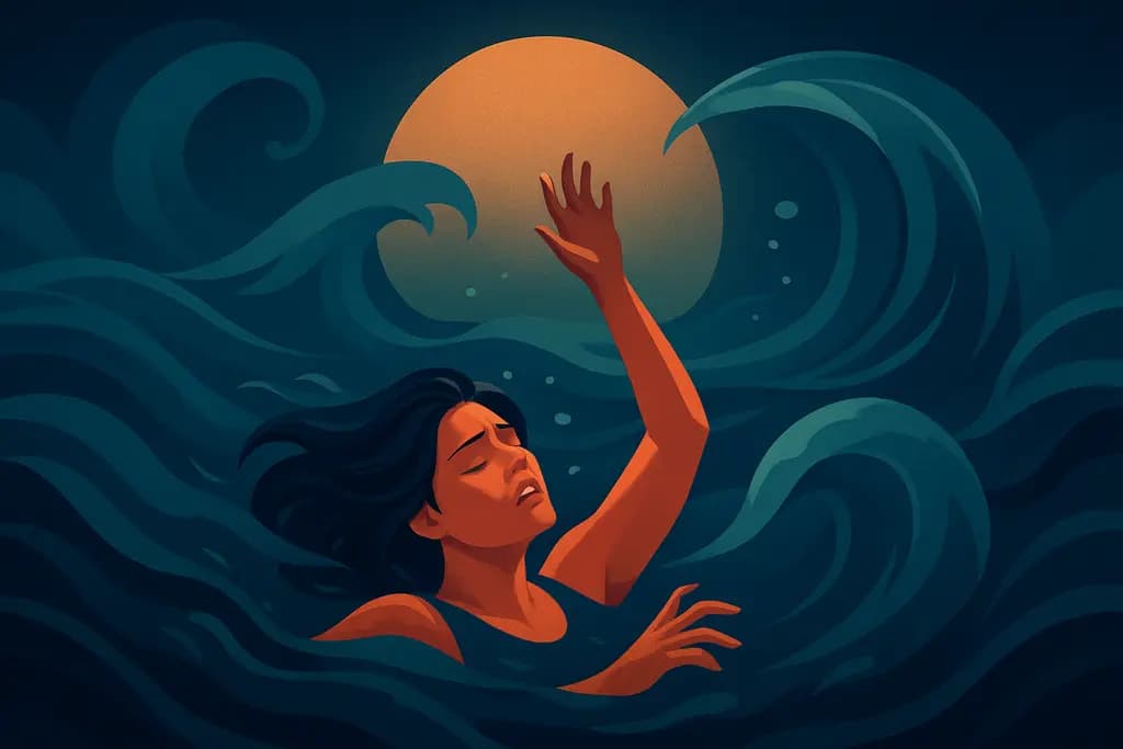 Dream illustration: Drowning while swimming
