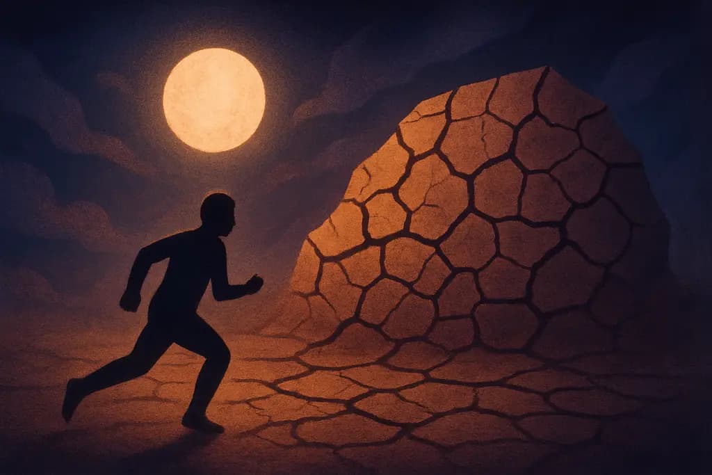 Dream illustration: dry cracked earth chasing me dream