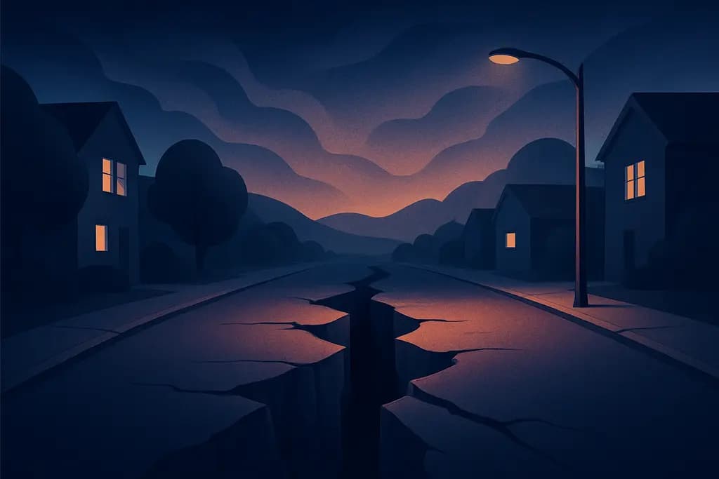 Dream illustration: Earthquake splitting the street