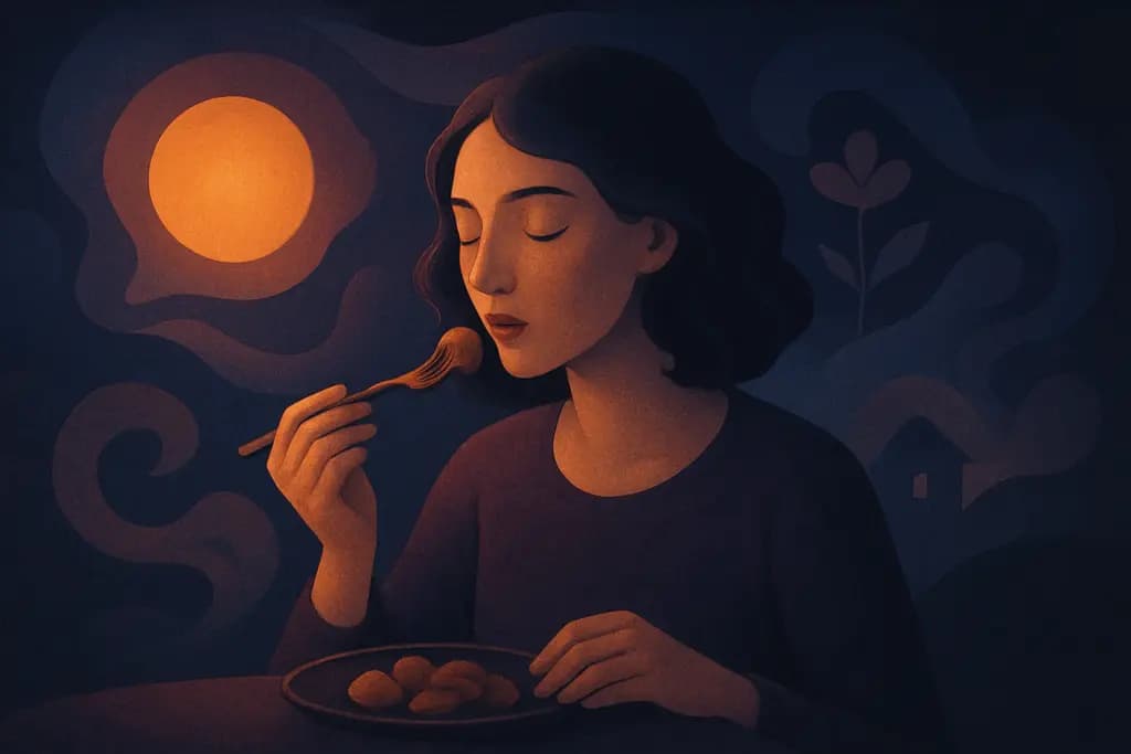 Dream illustration: eating food that tastes like vivid memories
