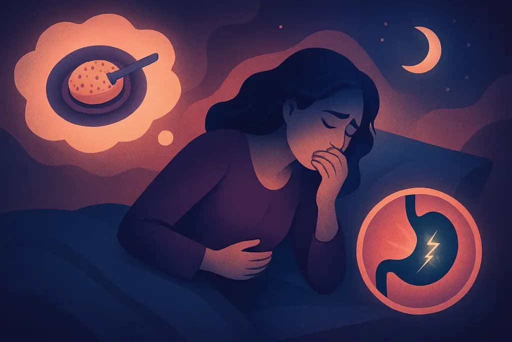 Dream illustration: eating unknown food and getting sick in a dream