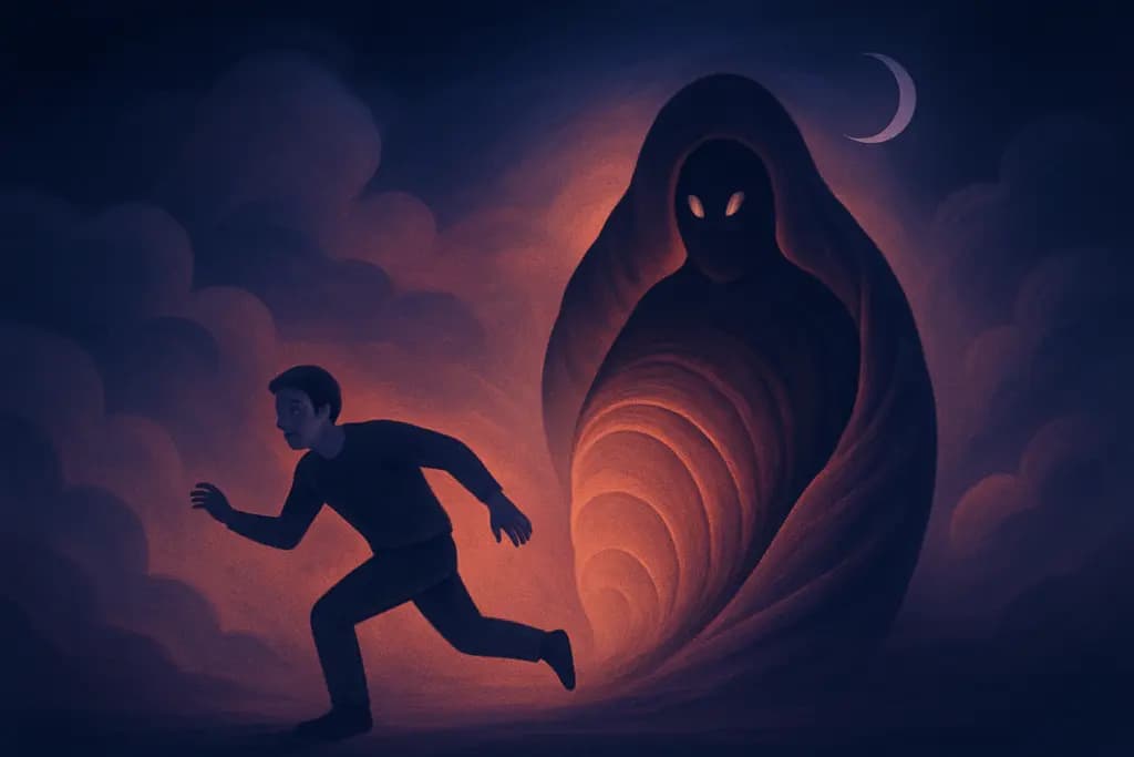 Dream illustration: emerging from a cocoon chasing me dream