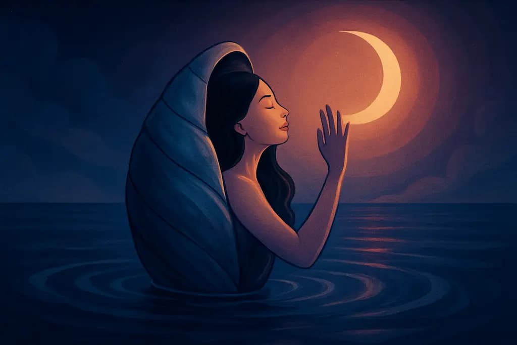 Dream illustration: emerging from a cocoon in water dream