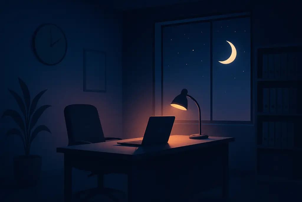 Dream illustration: Empty office at midnight