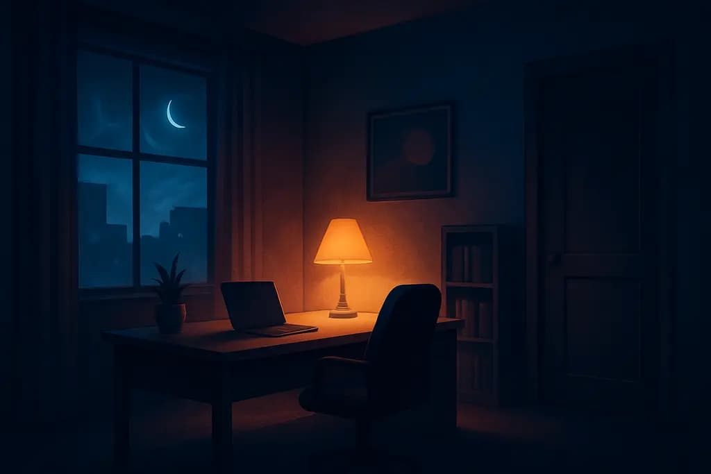 Dream illustration: Empty office at night