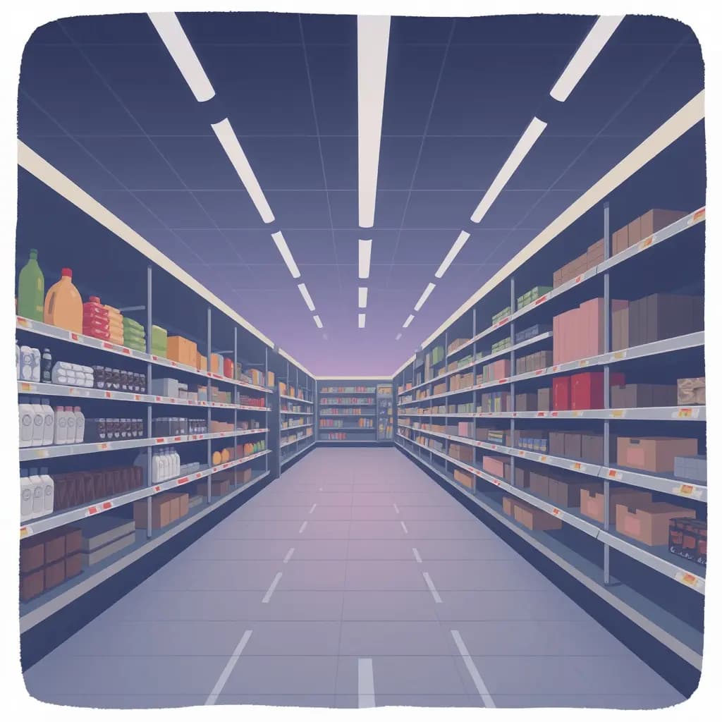 Dream illustration: Empty supermarket aisles