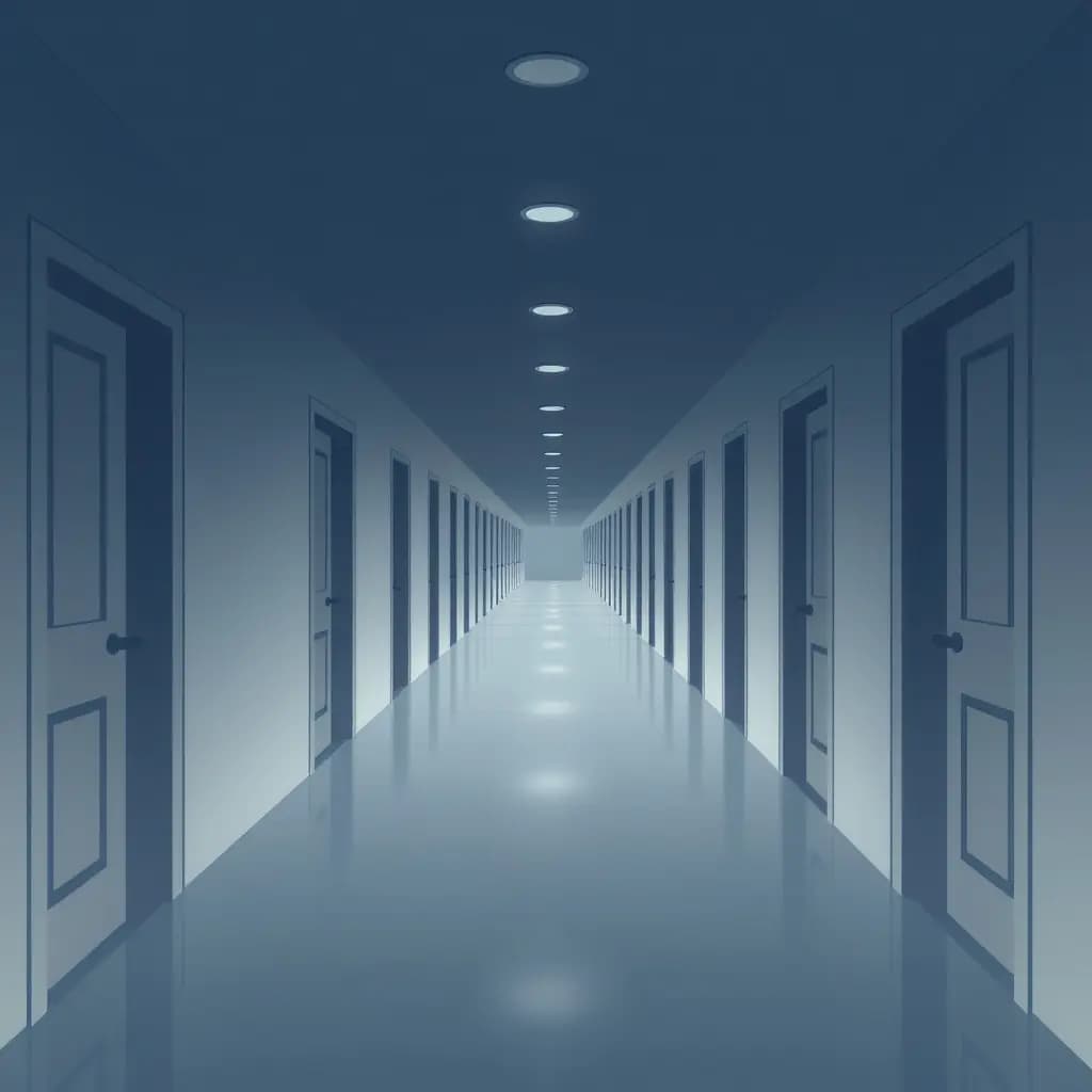 Dream illustration: Endless corridor of closed doors