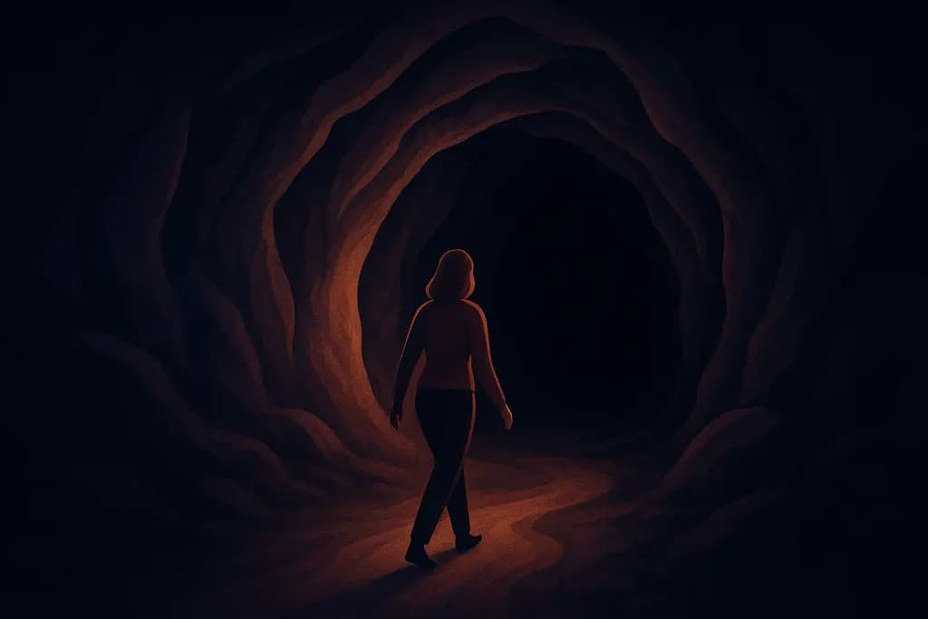 Dream illustration: Entering a dark cave