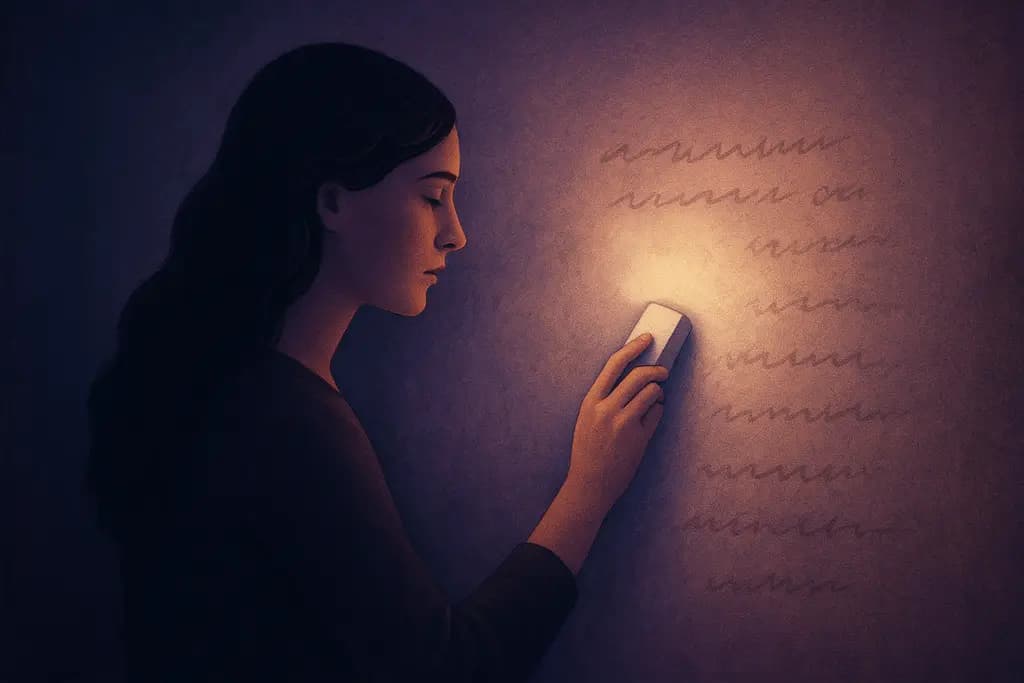 Dream illustration: Erasing writing from a wall that reappears
