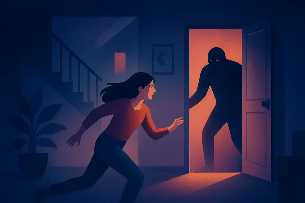 Dream illustration: escaping danger in house dream