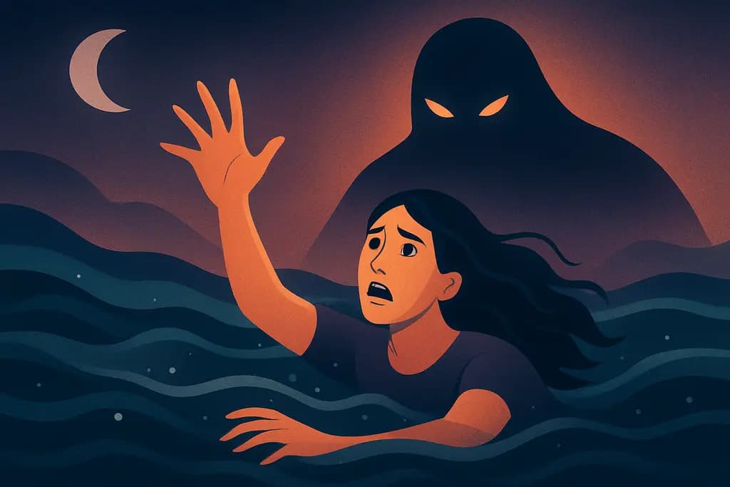 Dream illustration: escaping danger in water dream