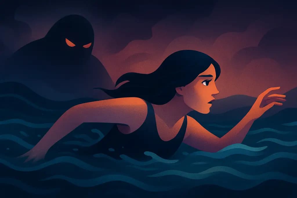 Dream illustration: Escaping Danger in water