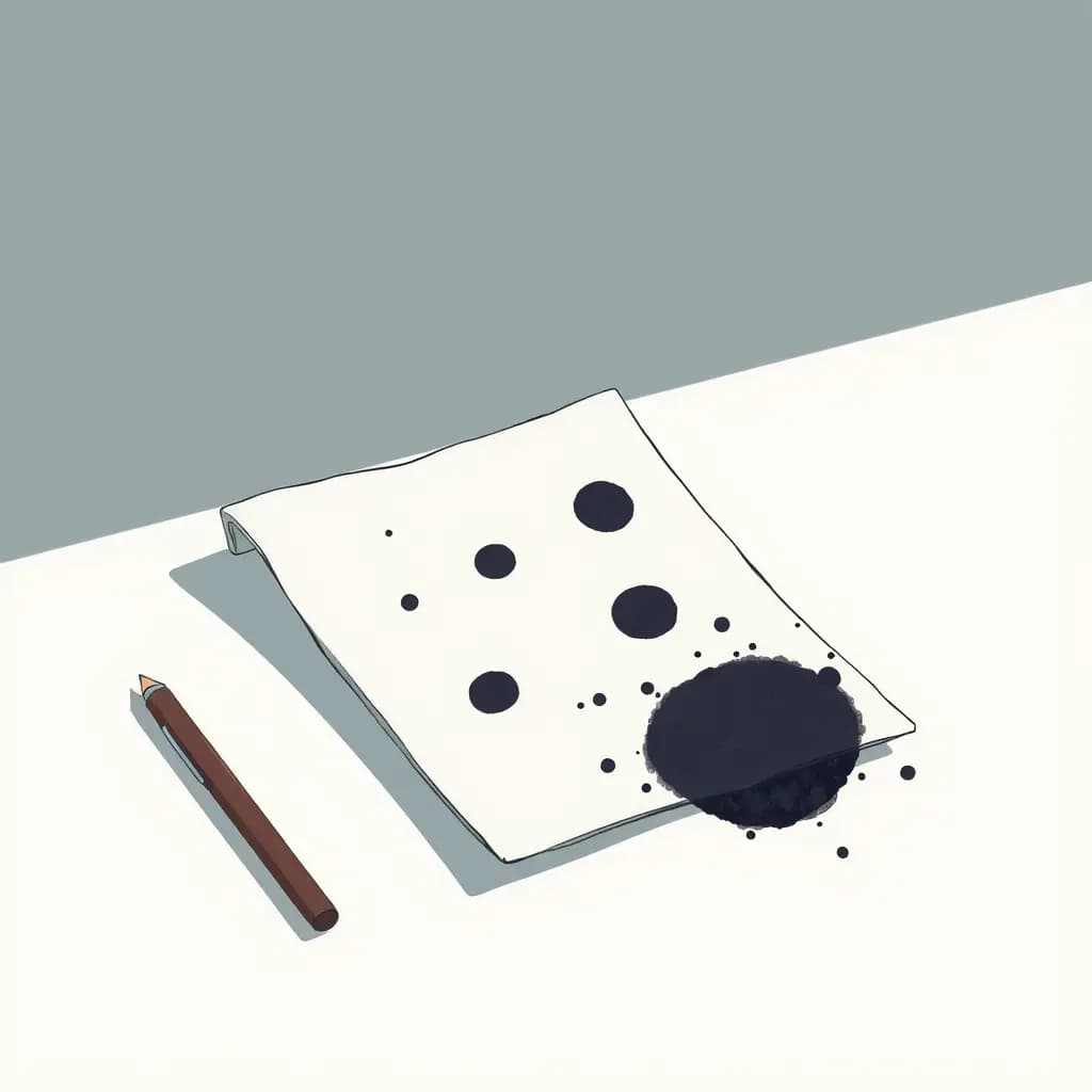 Dream illustration: Exam Paper Covered in Ink Spots