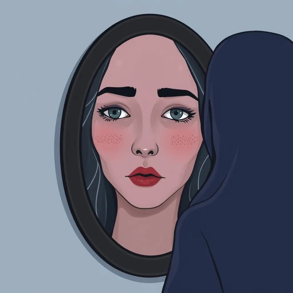 Dream illustration: Face unrecognizable in mirror