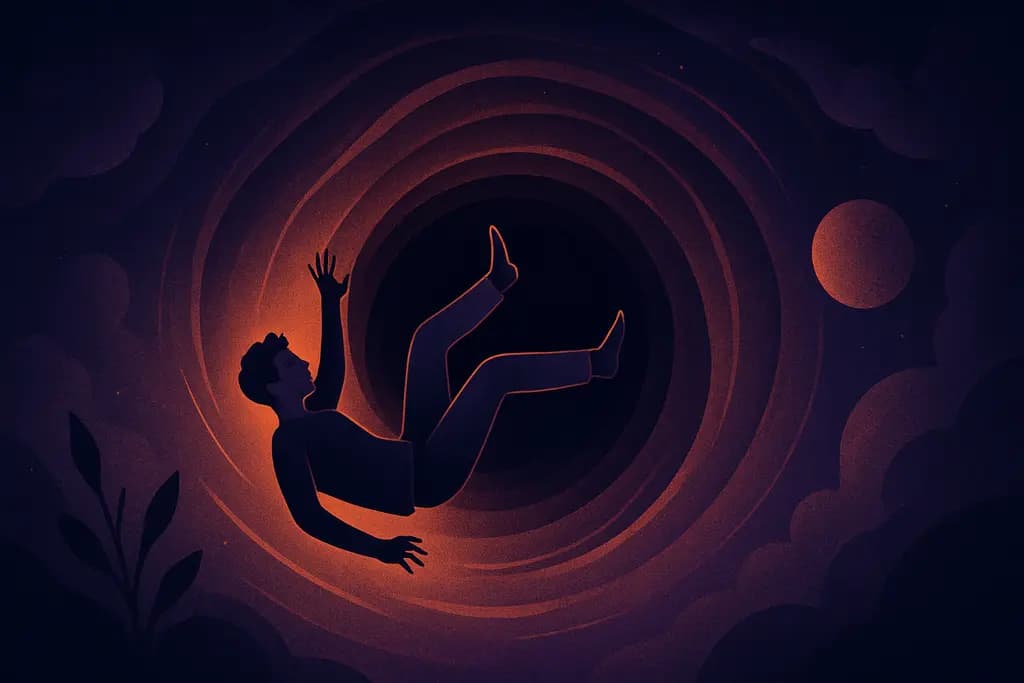 Dream illustration: Falling down a dark hole