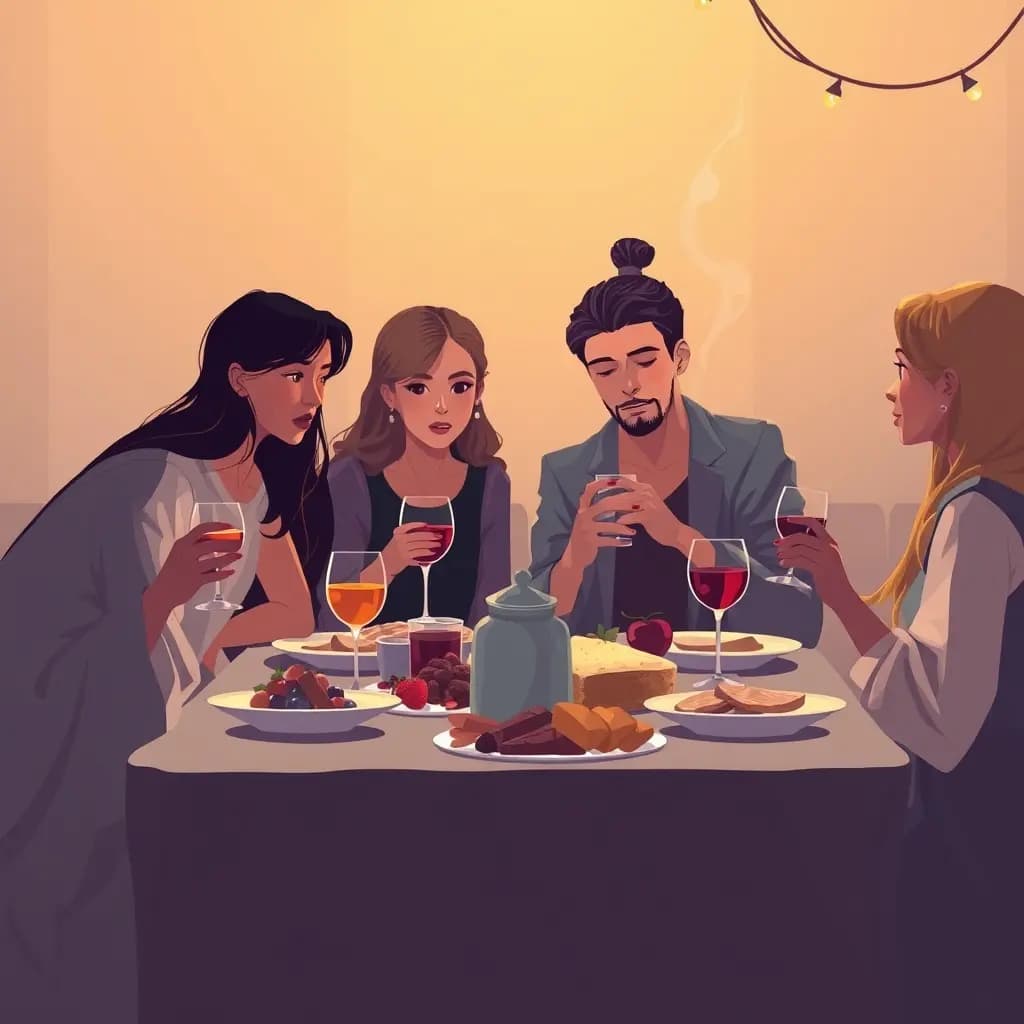 Dream illustration: Feast with unfamiliar faces