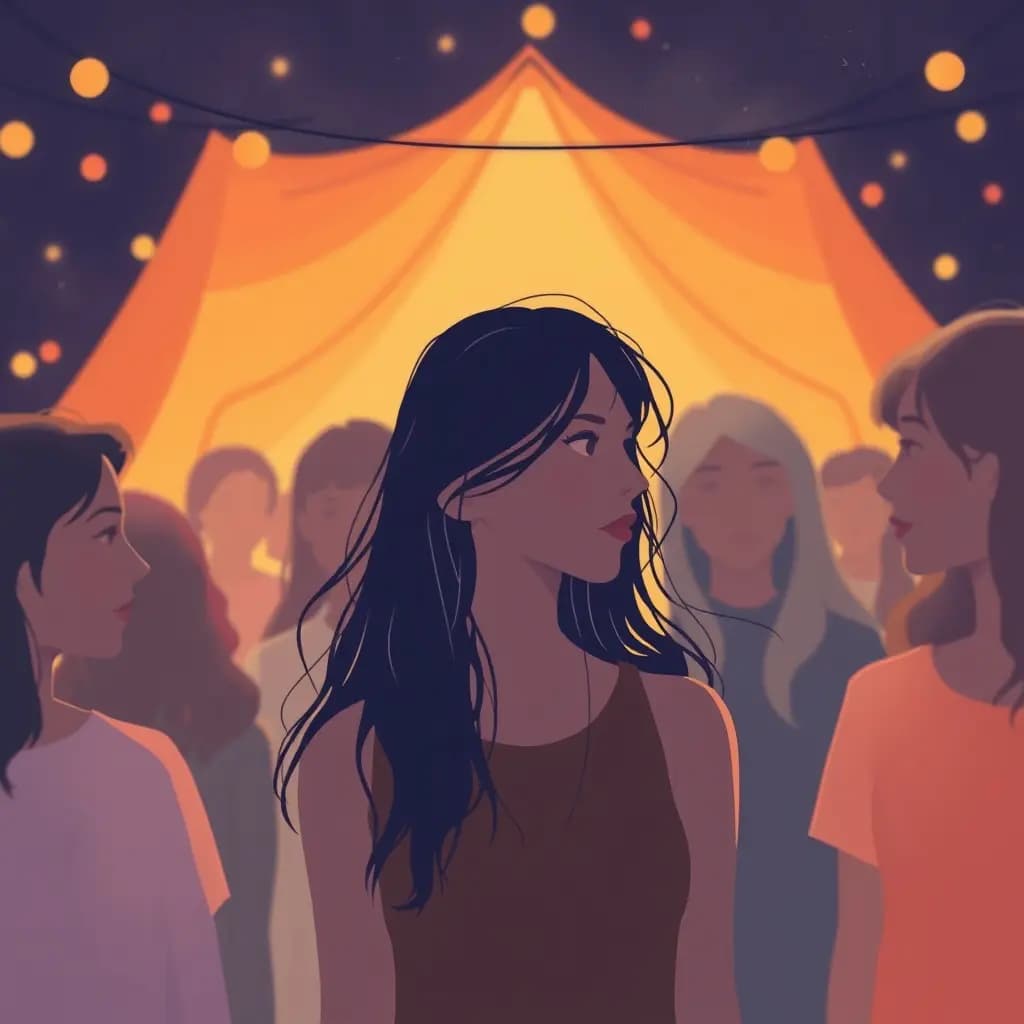 Dream illustration: Festival where faces blur