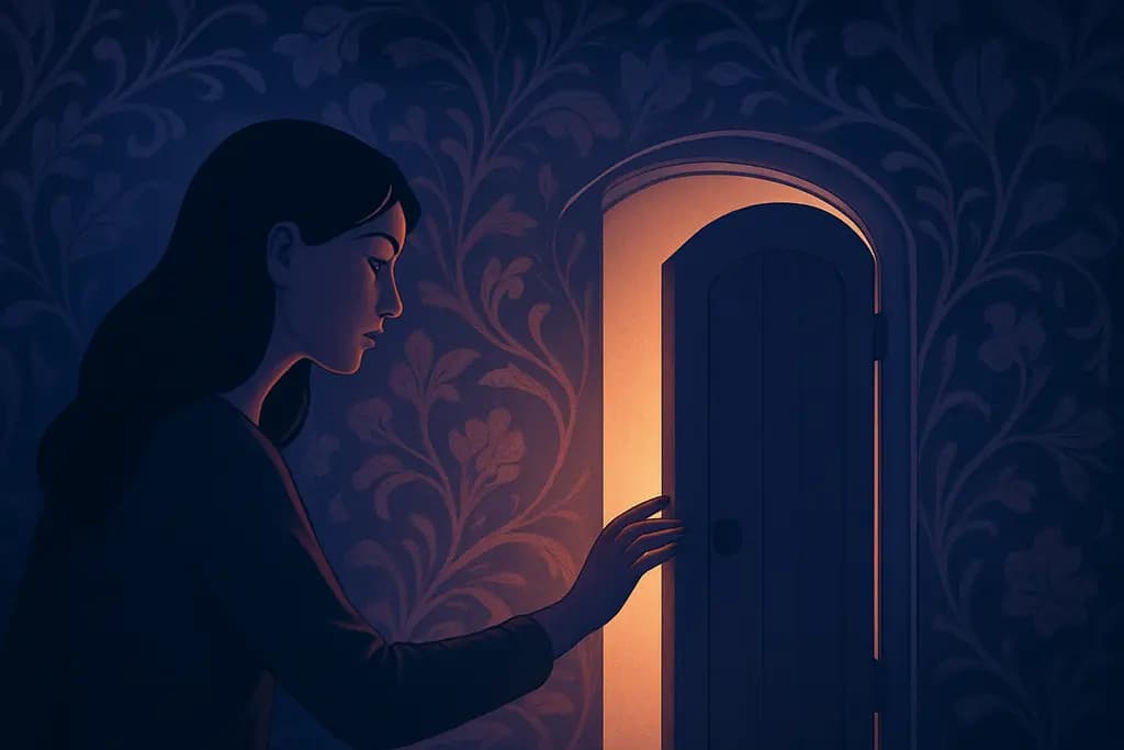 Dream illustration: Finding a hidden door behind wallpaper