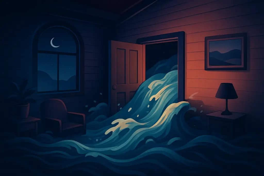 Dream illustration: flash flood in house