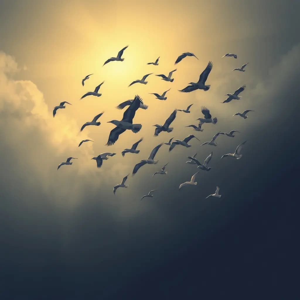 Dream illustration: Flock of birds taking off