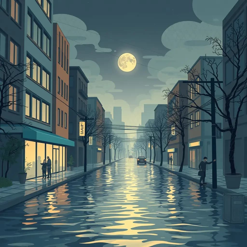 Dream illustration: Flooded city streets