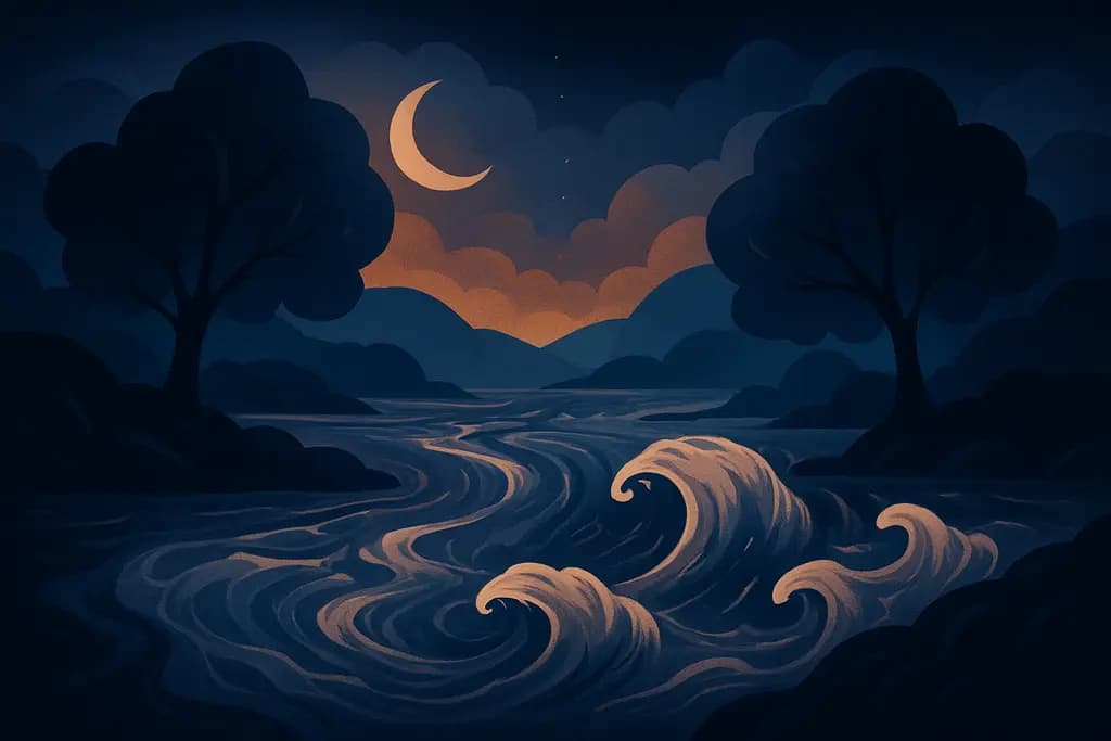Dream illustration: Flooding river